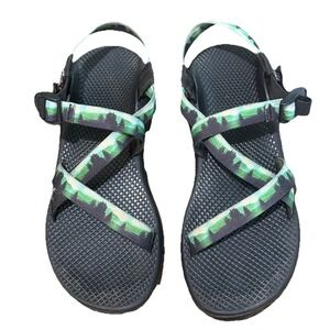 Chaco Z1 Z/1 Z 1 Classic Sandals Women's Size 10 Green Trees Forest Strap EUC